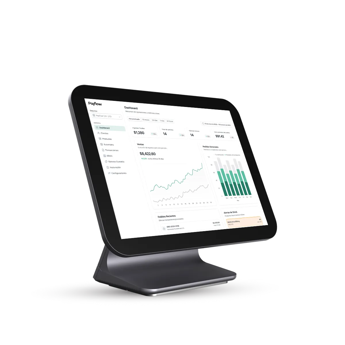 Pantalla de pedidos del sistema PoS de Payflow